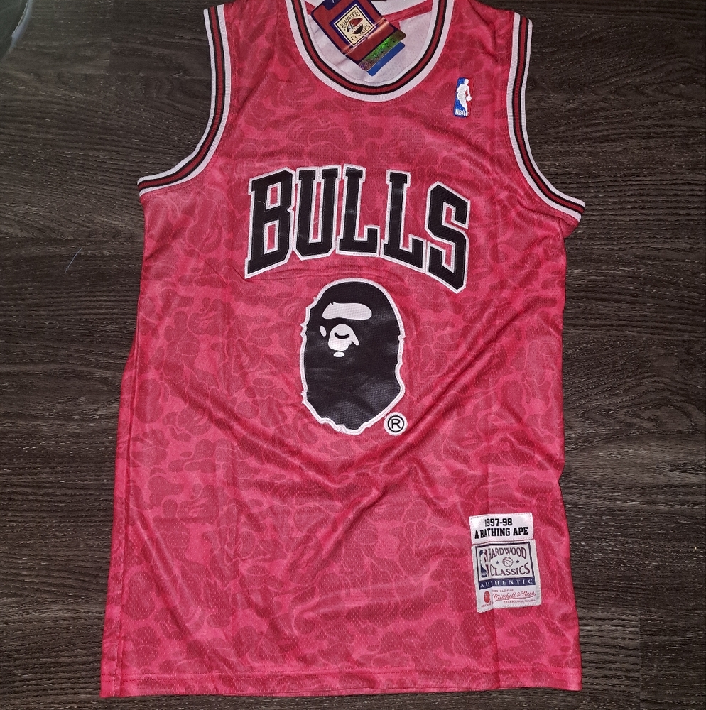BAPE Chicago Bulls NBA Jersey Mens Basketball red camo